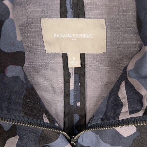 Banana Republic Jacket Womens Small Gray Blue Camo Anorak Utility Ripstop Army - Picture 5 of 15